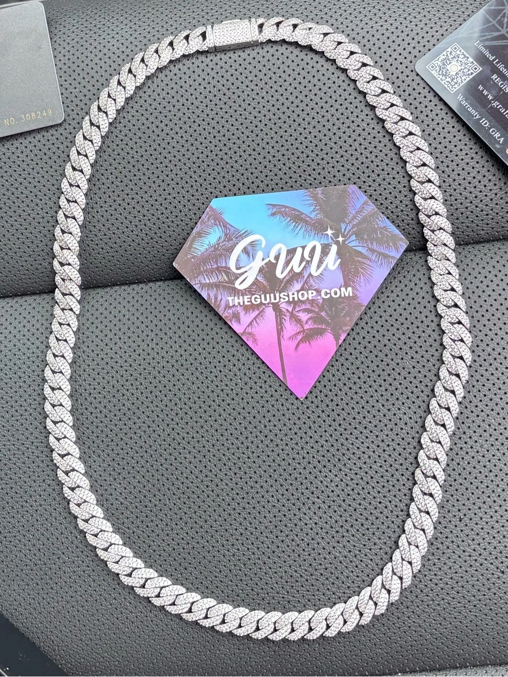 Gudi Cuban Link Necklace Moissanite Pave Chain With Pendant